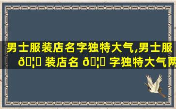 男士服装店名字独特大气,男士服 🦉 装店名 🦅 字独特大气两个字